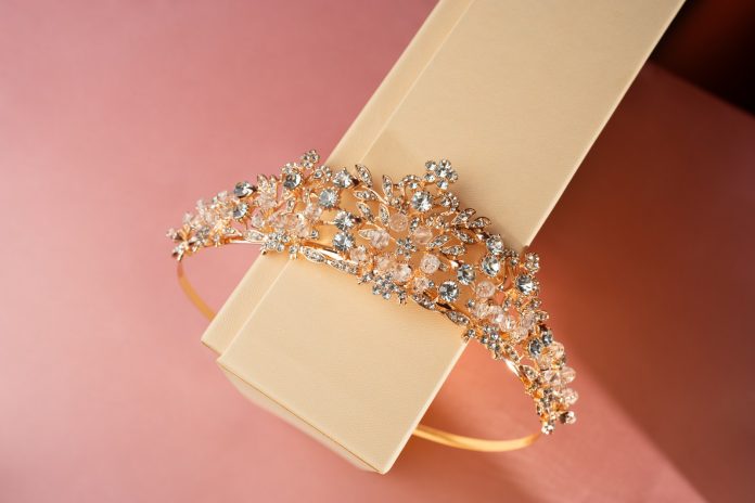 A close up of a ring on a box